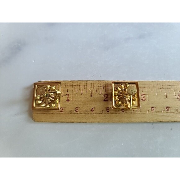 Square Shaped Clear Rhinestone Screwback Earrings Vintage - Picture 8 of 10